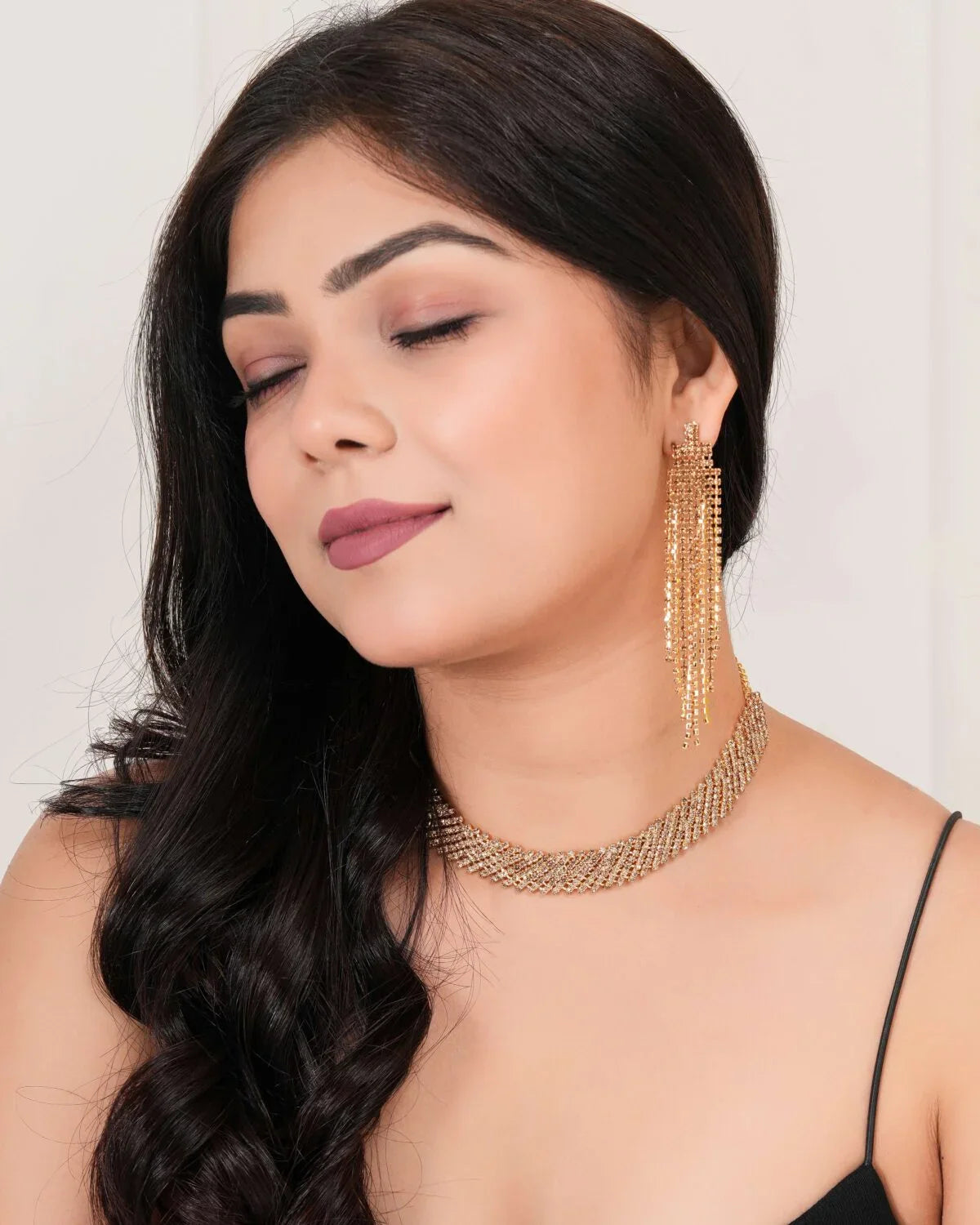 Women’s Indo-Western Drop Dangles Earring With Necklace For Women Fashion Jewellery for women Artificial Earrings and Necklace For women (Golden)